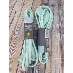 Set of Two Complete Home Extension Cords Mint Green NEW 9 ft